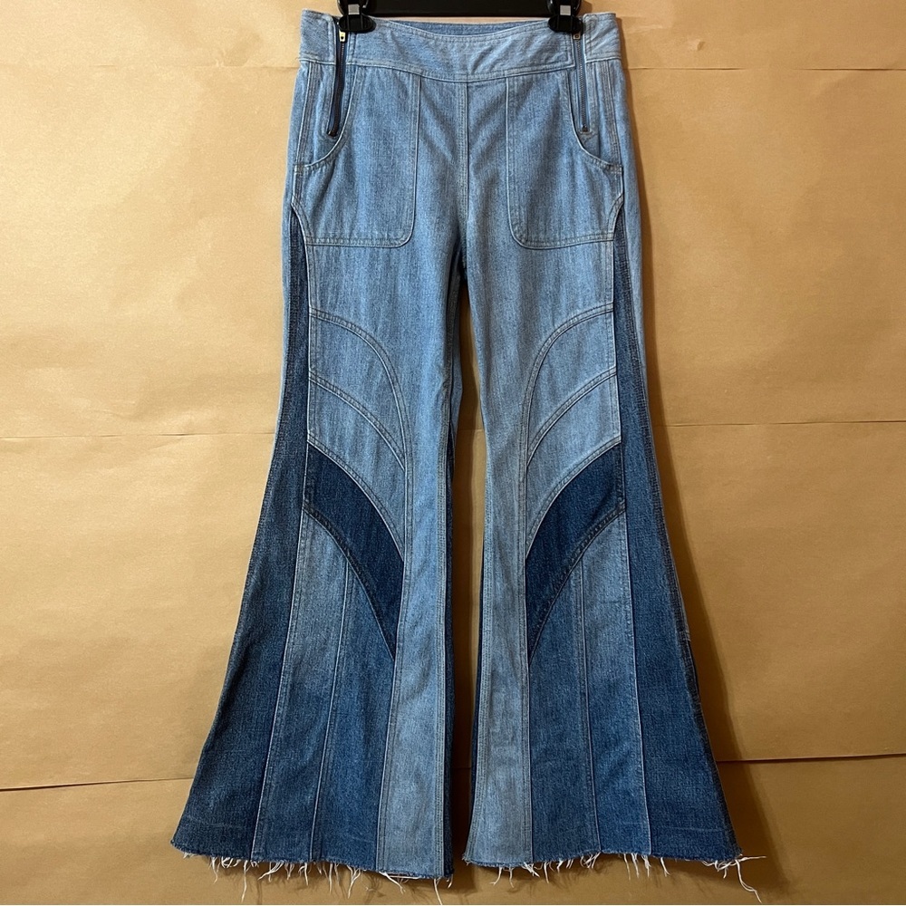 Free People Retro Tidal Wave Flare Jeans Patchwork Bell Bottom High Rise Size 27